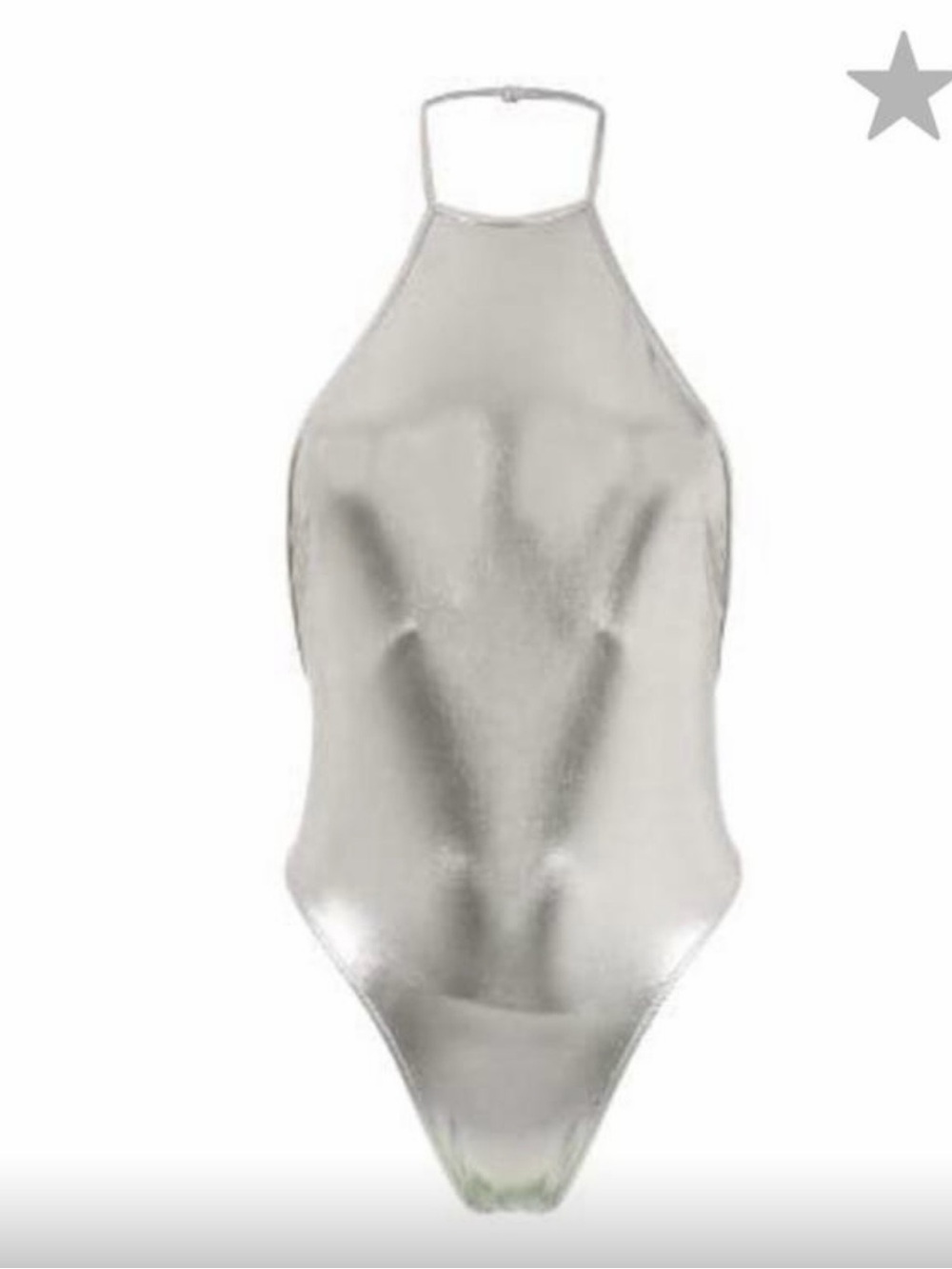 Silver High-Neck One-Piece Swimsuit